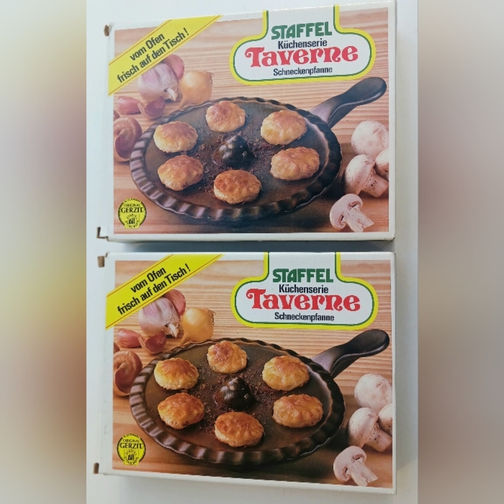 Two Escargot Earthware Pan Cookware Gerzit Gerz W Germany NOS Snail Pans Staffel